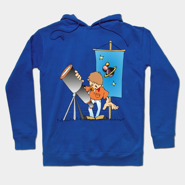 Boy with binoculars Hoodie by drawn freehand